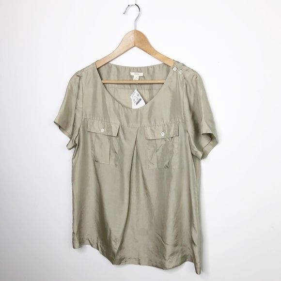 J Crew tan silk blouse - Picture 8 of 9